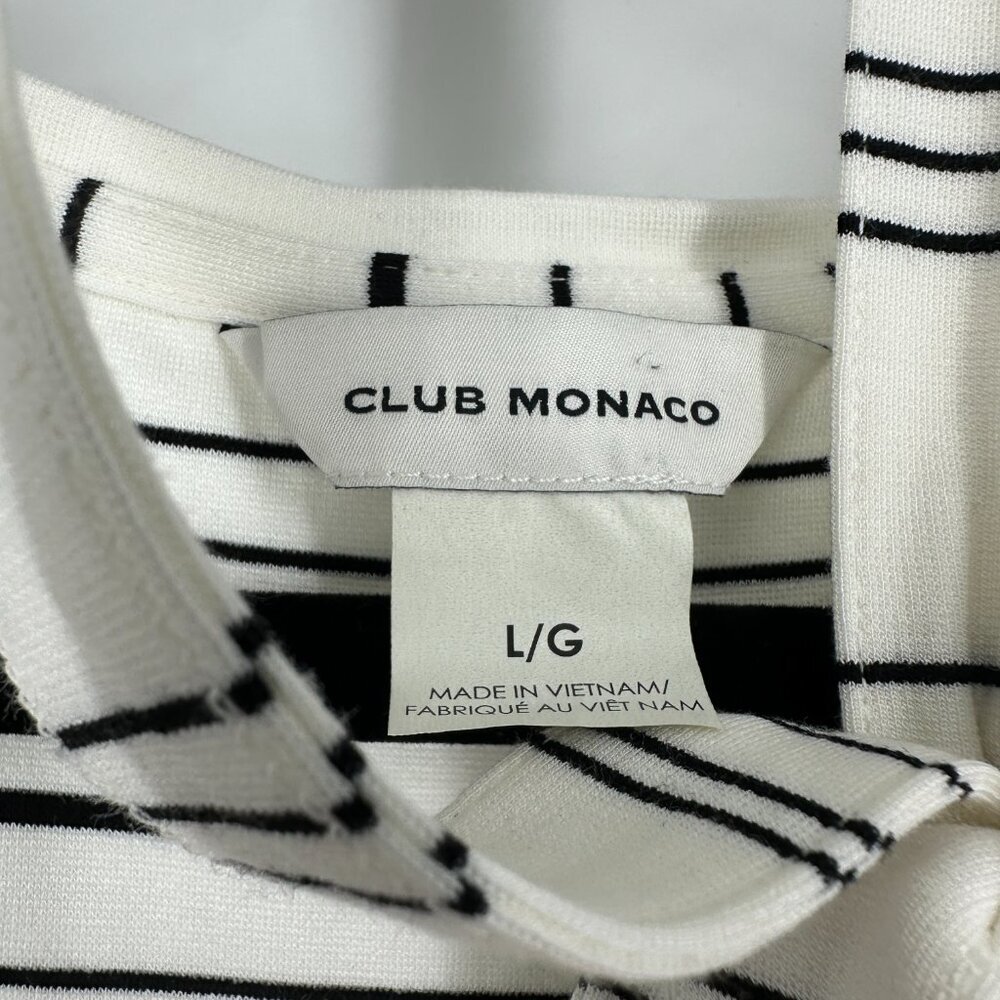 Club Monaco Striped Square Neck Knit Midi Dress Ivory Egret Black Large - Picture 7 of 11